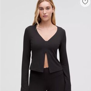 Lululemon Athletica Black Modal Fleece Open-Front Long-Sleeve Shirt